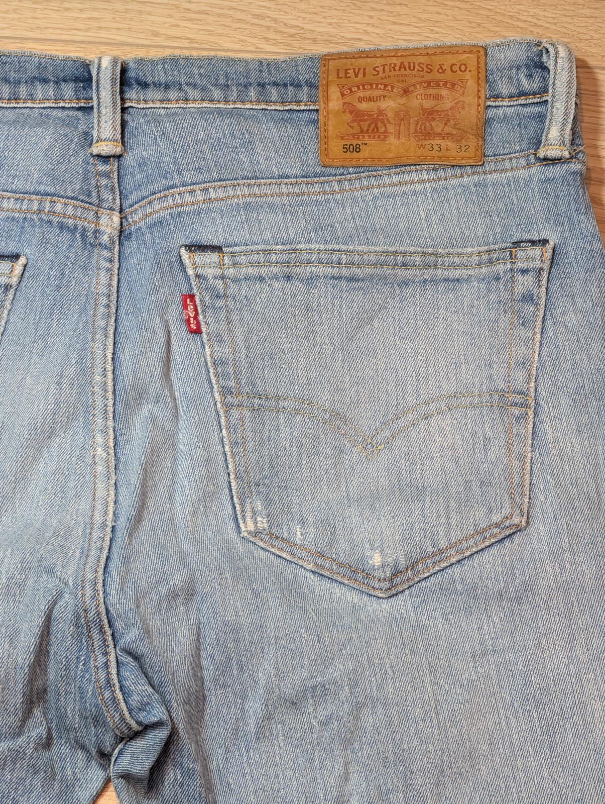 Levi's Men's 508 Distressed Straight Jeans - Blue - Size 33W 28L