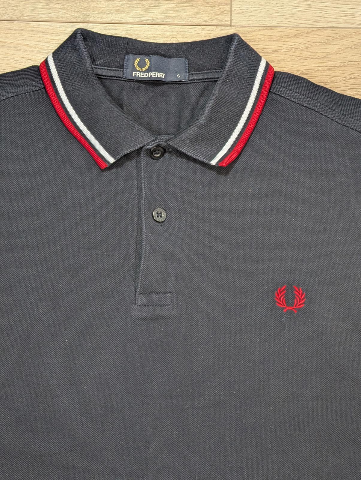 Fred Perry Men's Long Sleeved Polo T Shirt - Navy - Size Small