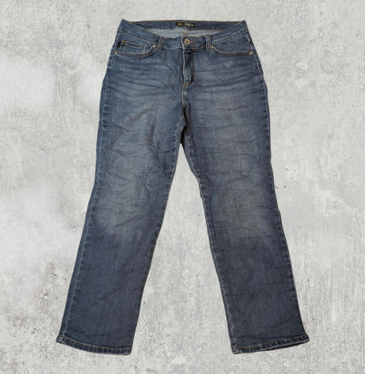 Lee Women's Mid Rise Relaxed Straight Jeans - Blue - Size 30W 26L