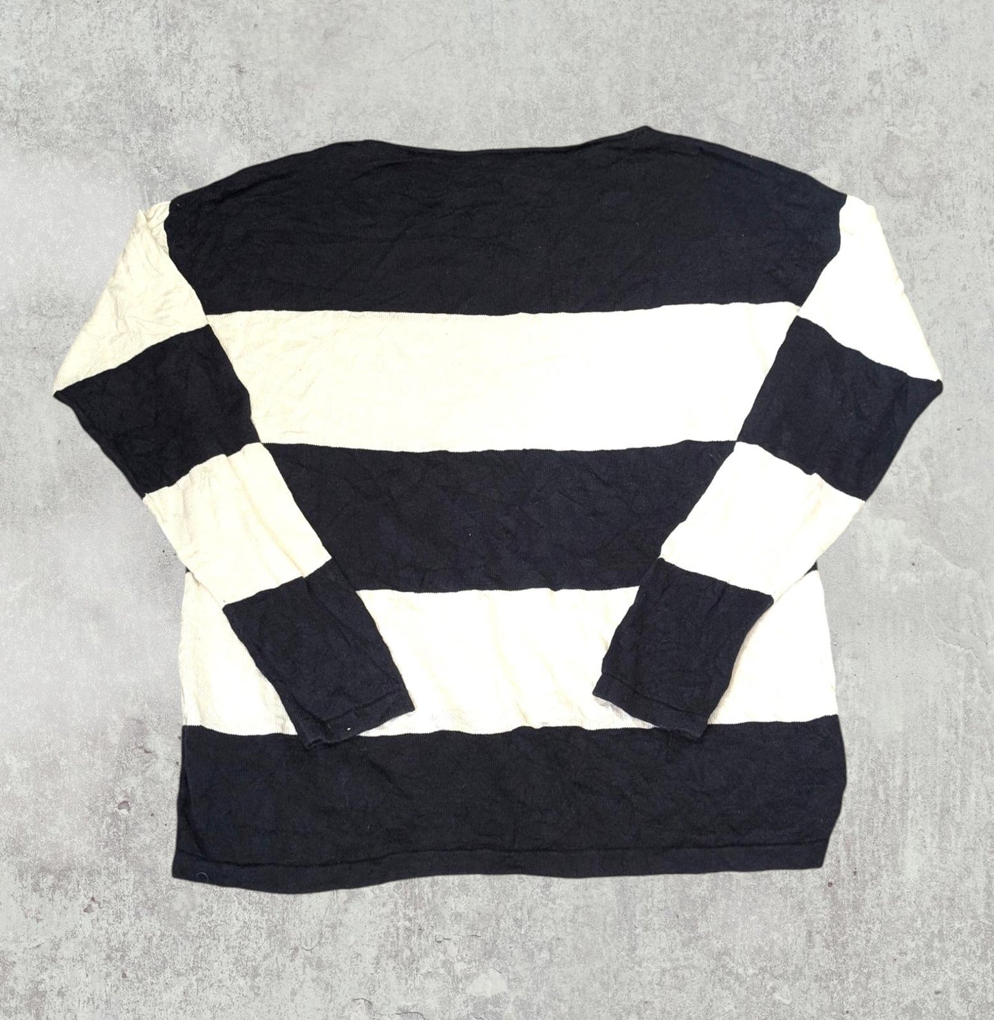 Chaps Women's Striped Jumper - Navy - Size Medium