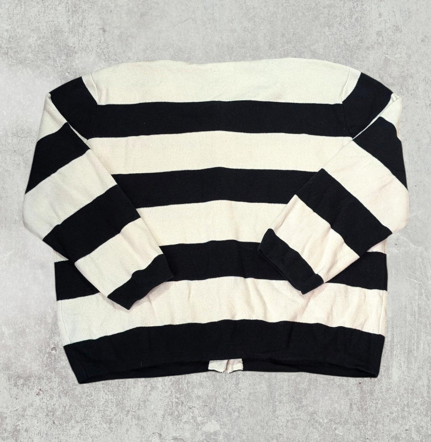 Chaps Women's Striped Cardigan - White - Size XL