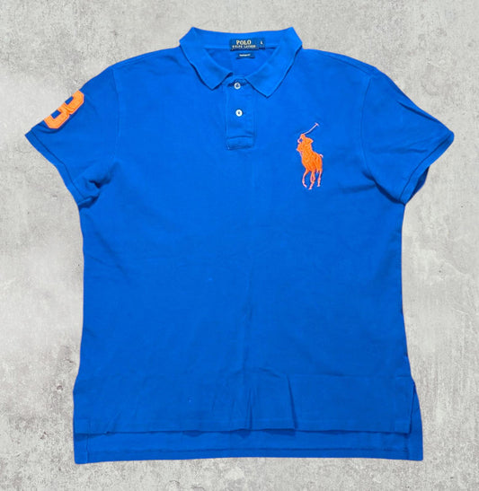Ralph Lauren Men's Custom Fit Big Pony Polo T Shirt - Blue - Size Large