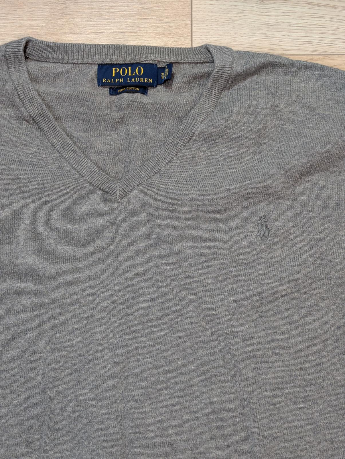 Ralph Lauren Men's V Neck Sweatshirt Jumper - Grey - Size XL