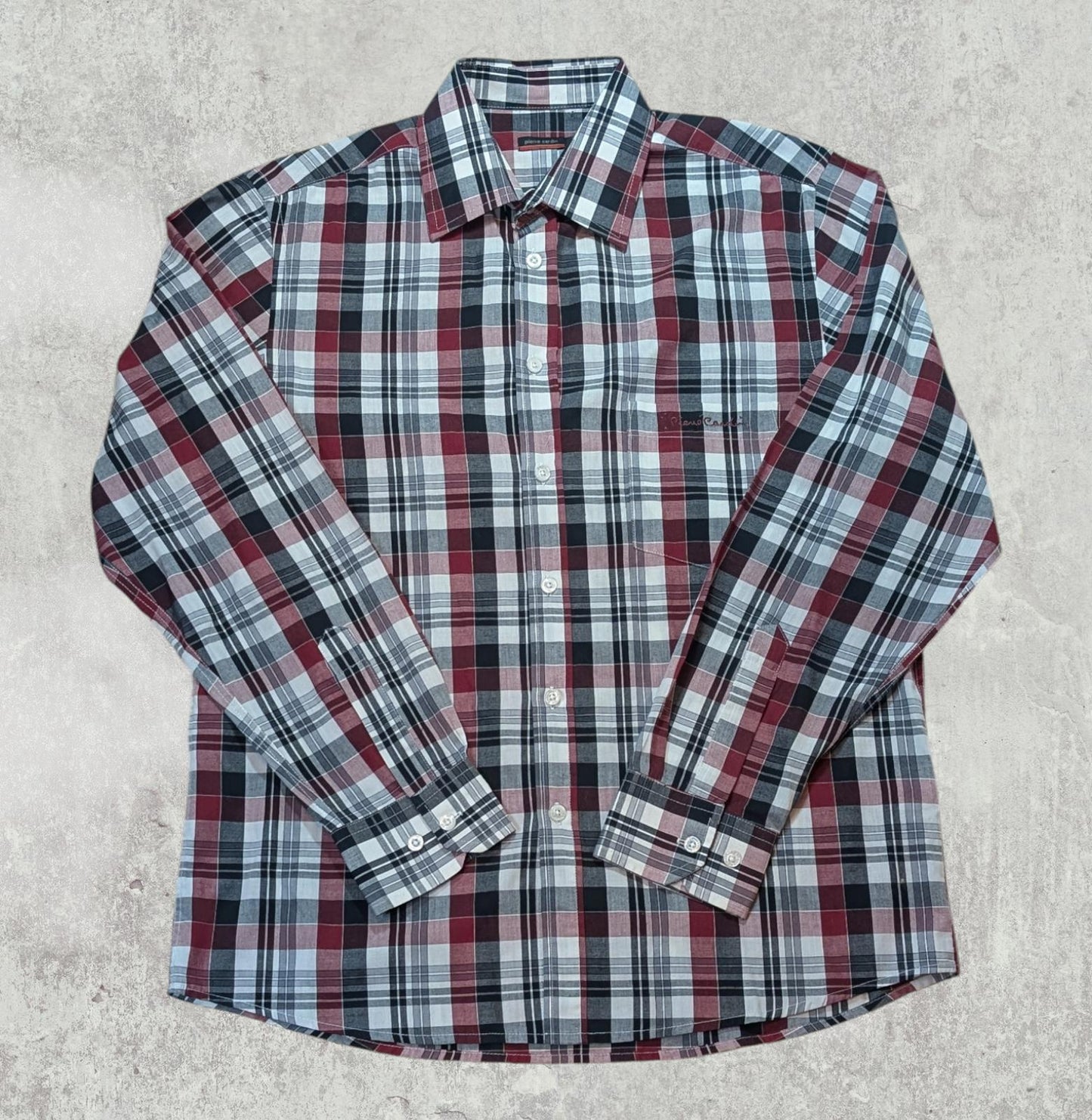 Pierre Cardin Men's Check Shirt - Red - Size Large