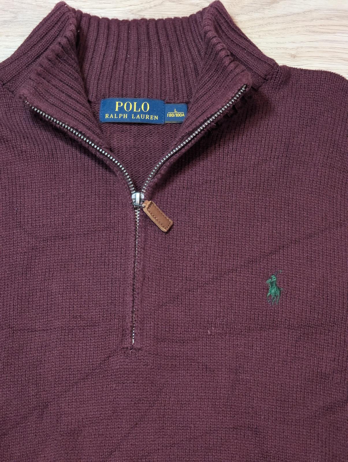 Ralph Lauren Men's 1/4 Zip Jumper - Burgundy - Size Large