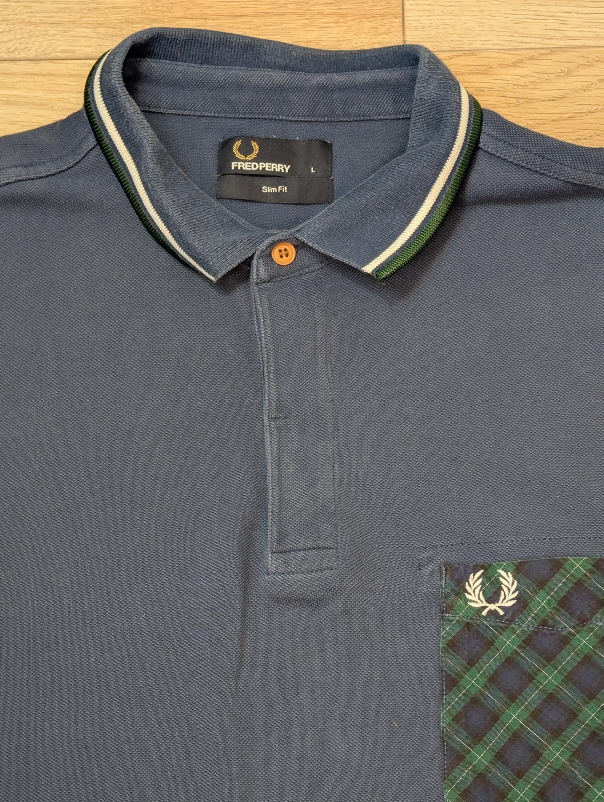 Fred Perry Men's Slim Fit Polo T Shirt - Navy - Size Large
