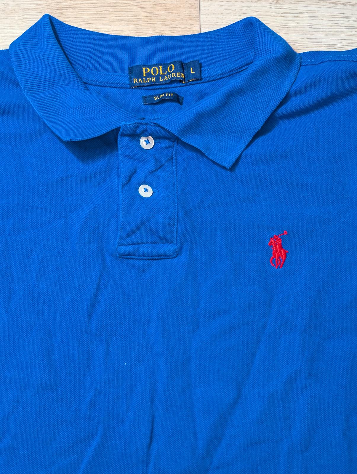 Ralph Lauren Men's Slim Fit Polo T Shirt - Blue - Size Large