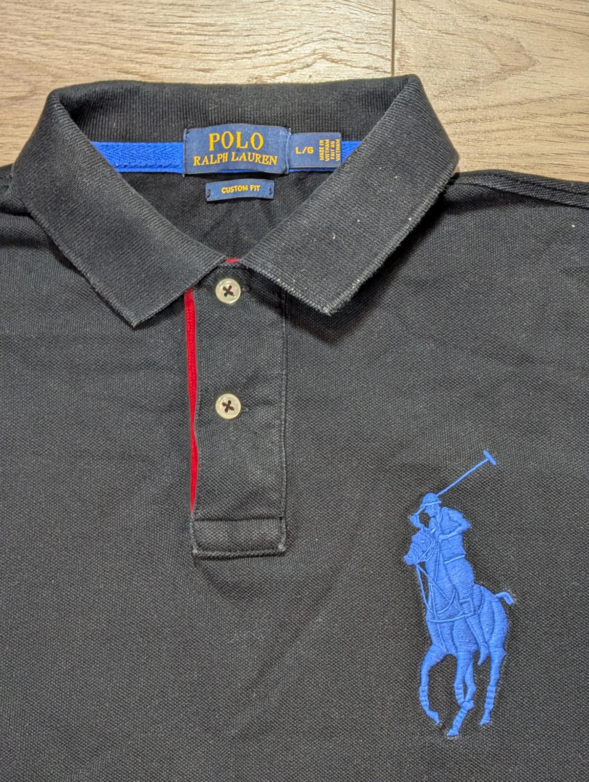 Ralph Lauren Men's Custom Fit Big Pony Polo T Shirt - Black - Size Large