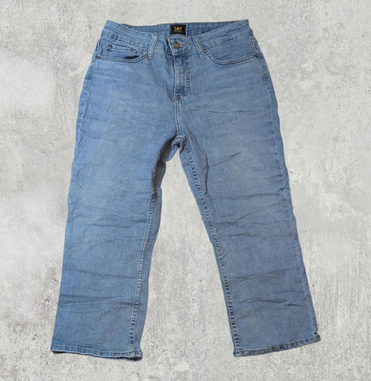 Lee Women's 3/4 Straight Jeans - Blue - Size 28W 21L