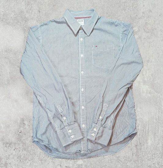 Tommy Hilfiger Men's Striped Shirt - Navy - Size Large