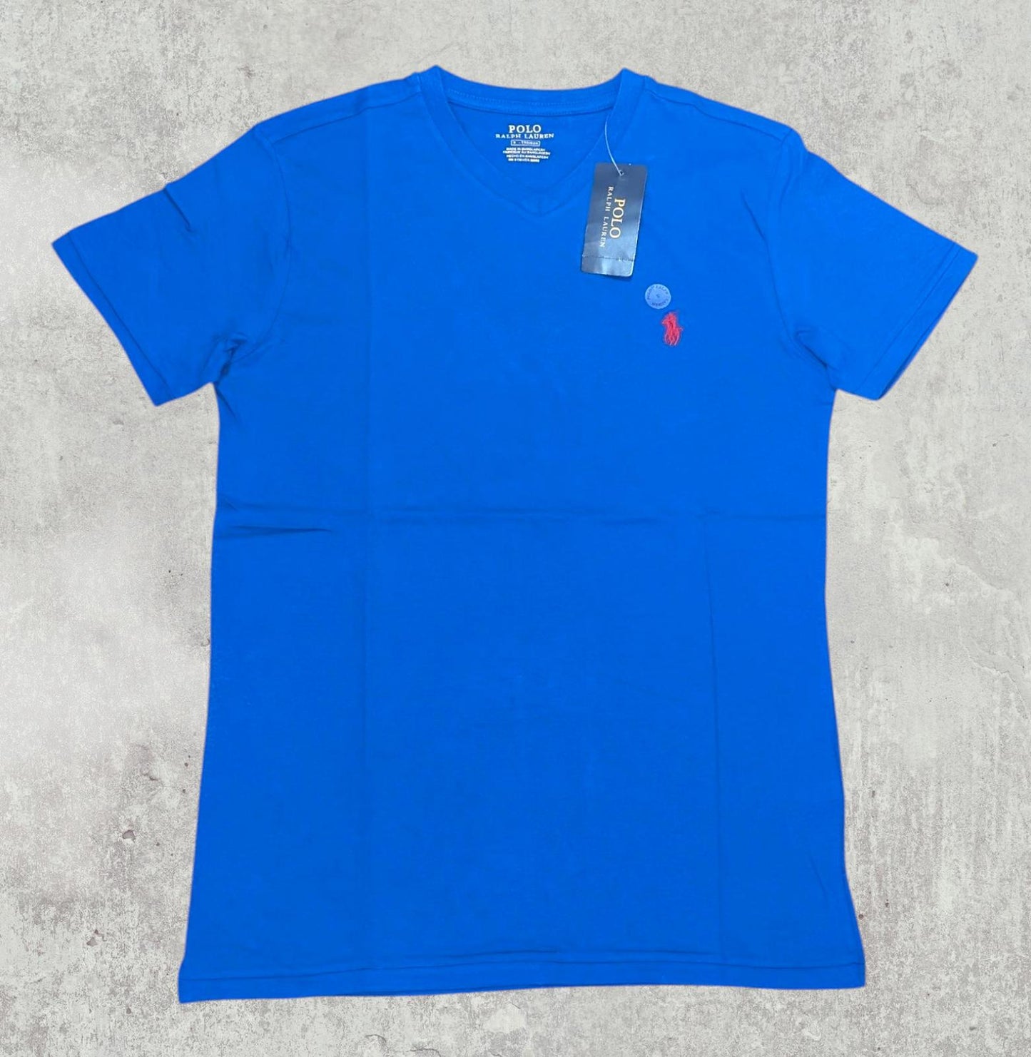 Ralph Lauren Men's V Neck T Shirt - Blue - Size Small