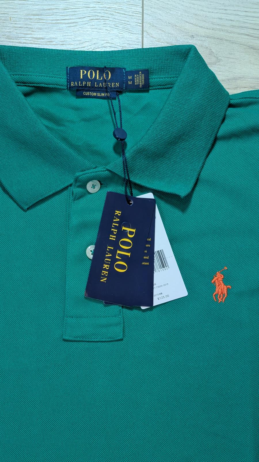 Ralph Lauren Men's Custom Slim Fit Polo T Shirt - Green - Size Medium