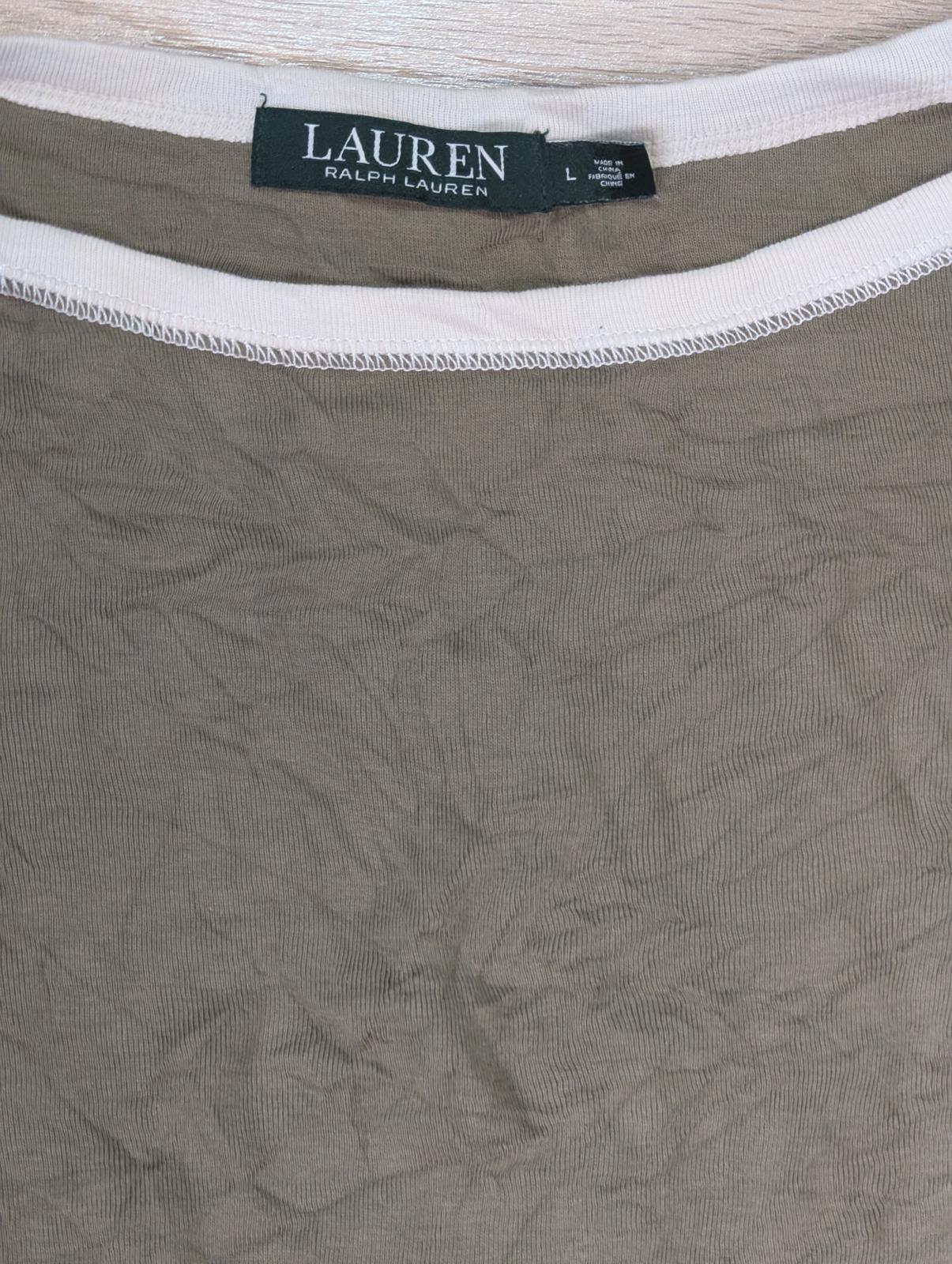 Lauren Ralph Lauren Women's T Shirt - Khaki - Size Large