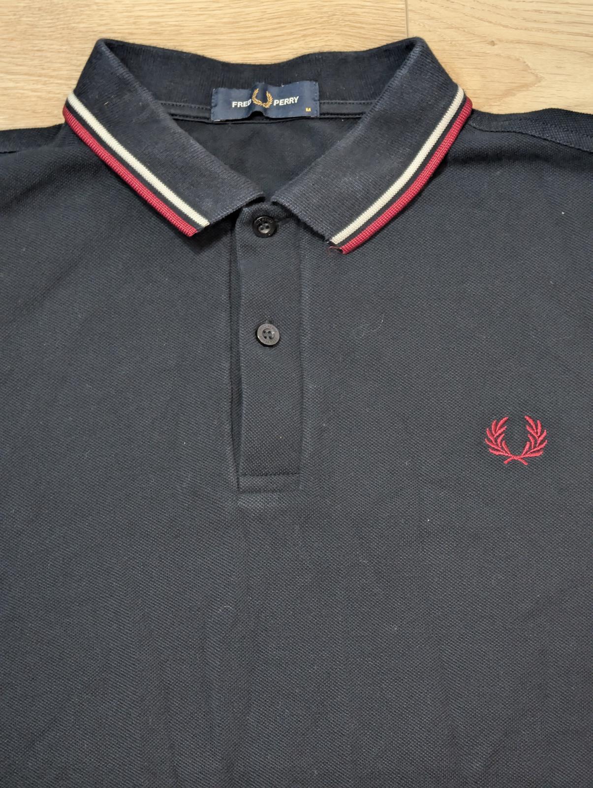 Fred Perry Men's Long Sleeved Polo T Shirt - Navy - Size Medium