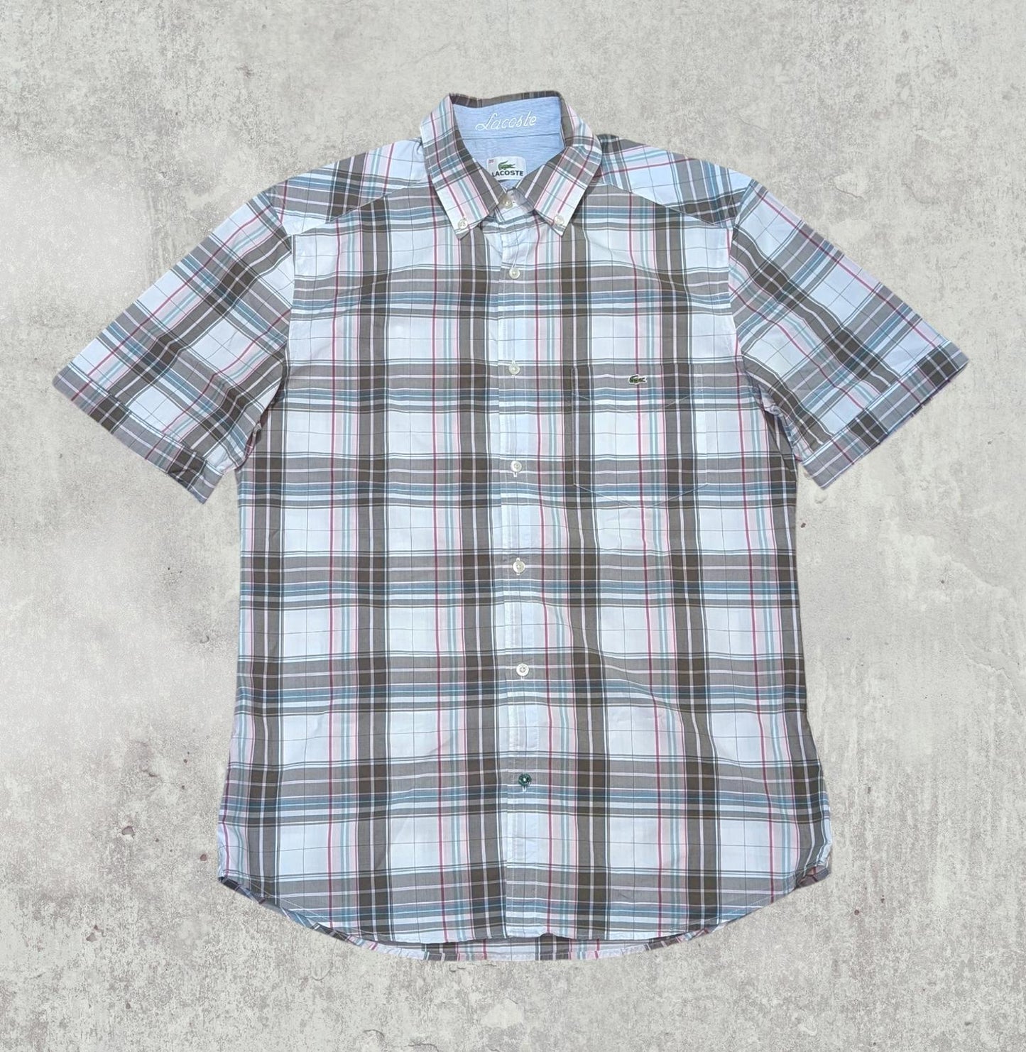 Lacoste Men's Check Shirt - White - Size Medium