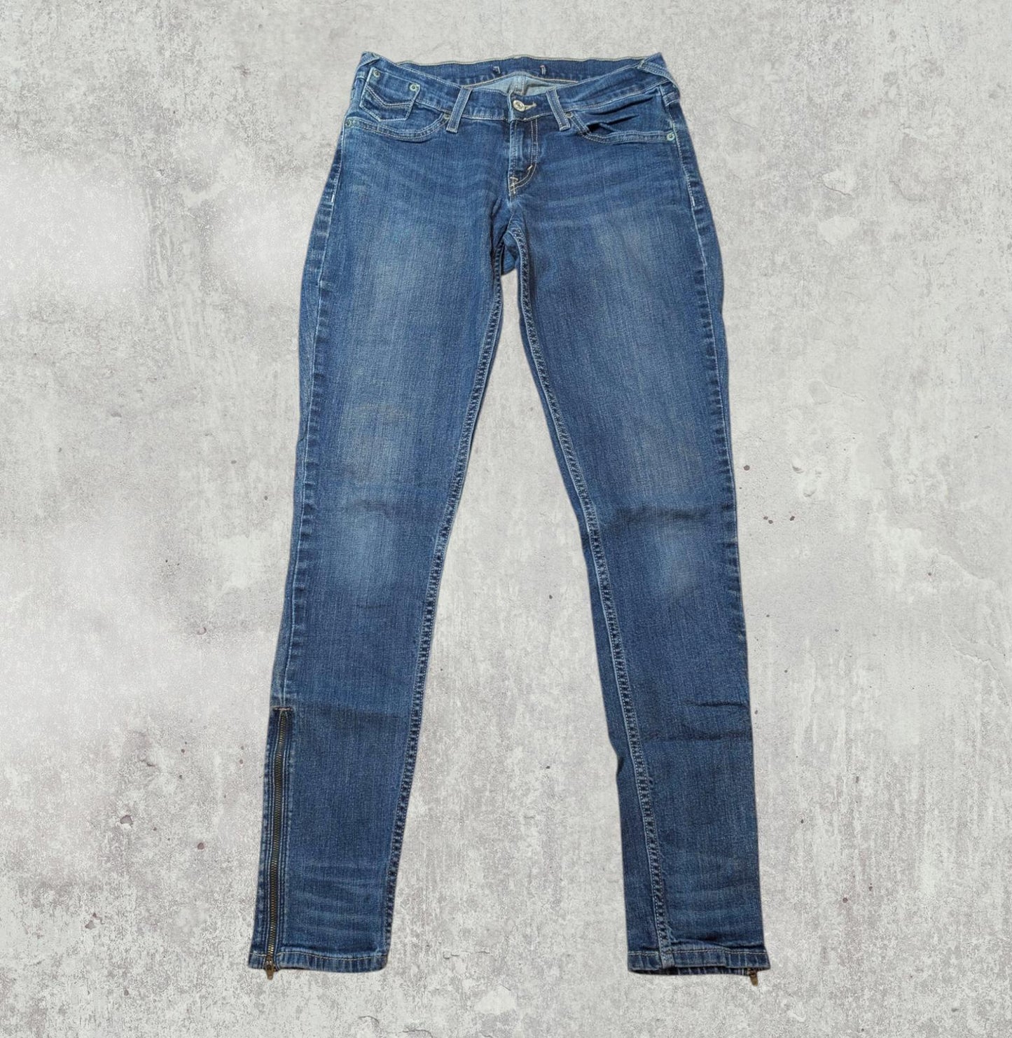 Levi's Women's Y2K Zipped Leg Skinny Jeans - Blue - Size 28W 31L