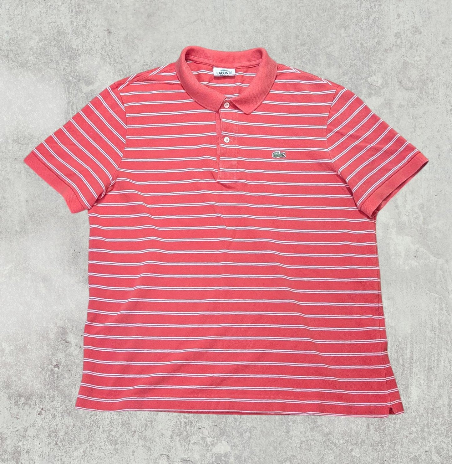 Lacoste Men's Regular Fit Striped Polo T Shirt - Pink - Size 5 / Large