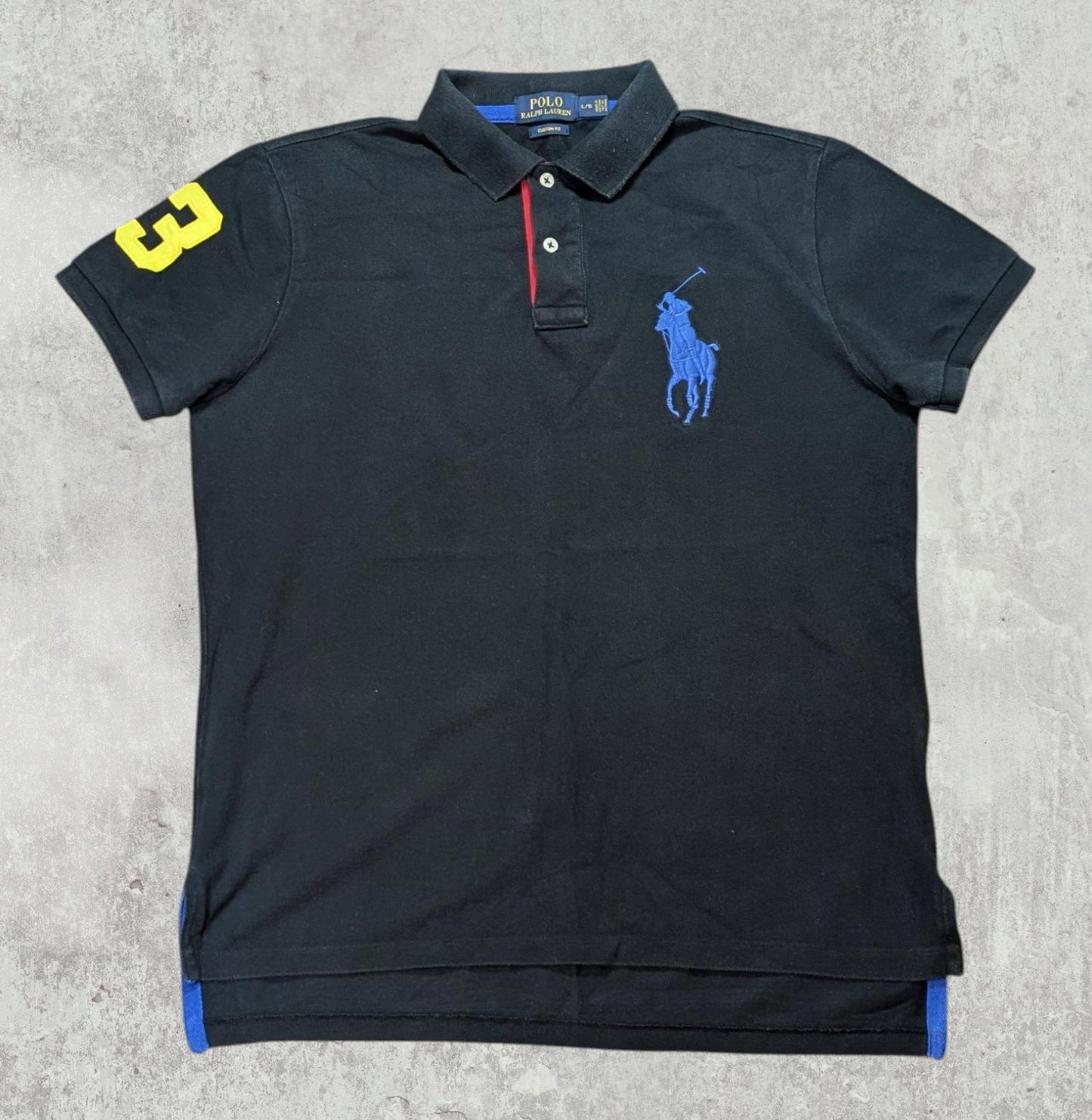 Ralph Lauren Men's Custom Fit Big Pony Polo T Shirt - Black - Size Large