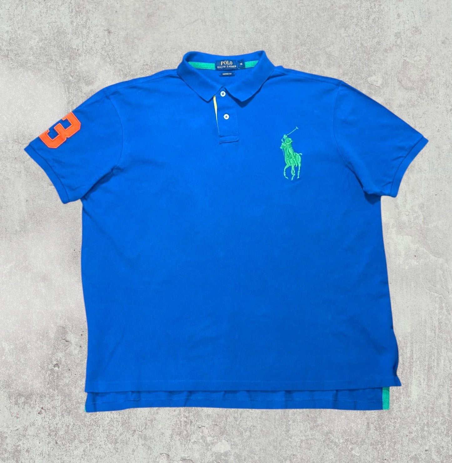 Ralph Lauren Men's Custom Fit Big Pony Polo T Shirt - Blue - Size XL