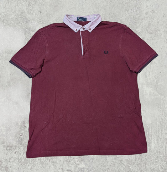 Fred Perry Men's Polo T Shirt - Burgundy - Size Large