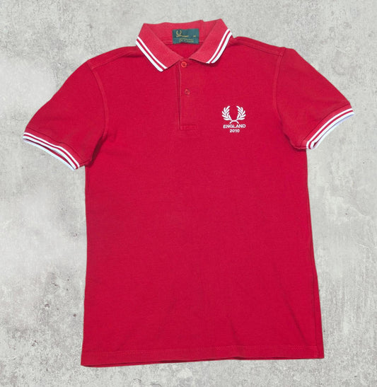 Fred Perry Men's England 2010 Polo T Shirt - Red - Size XS
