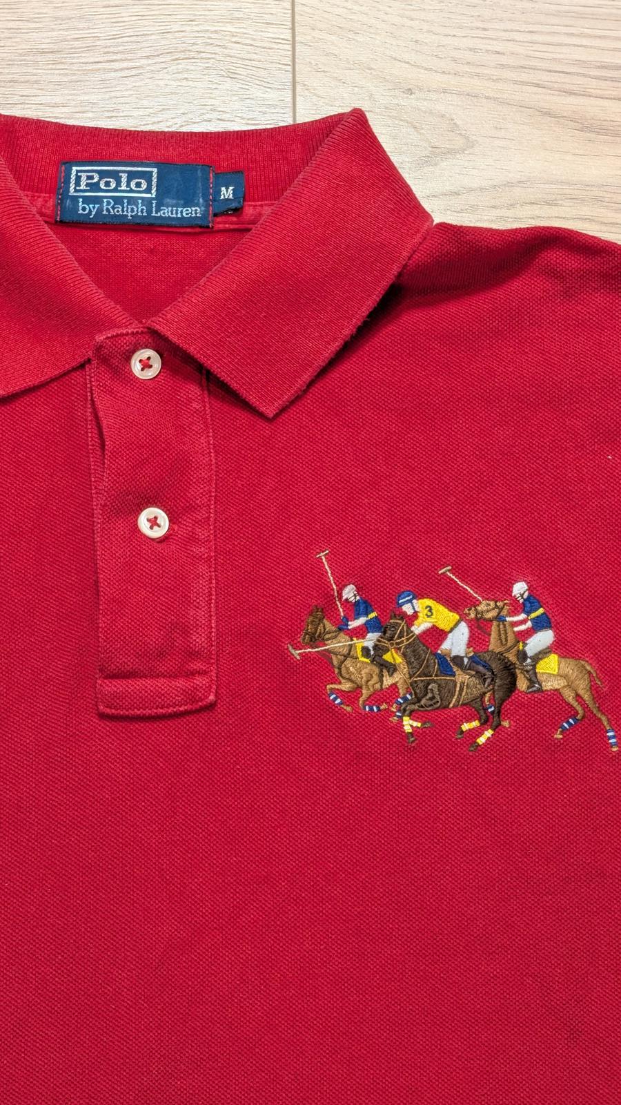 Ralph Lauren Men's Triple Pony Polo T Shirt - Red - Size Medium
