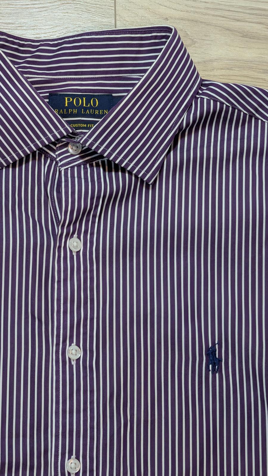Ralph Lauren Men's Custom Fit Striped Shirt - Purple - Size XL