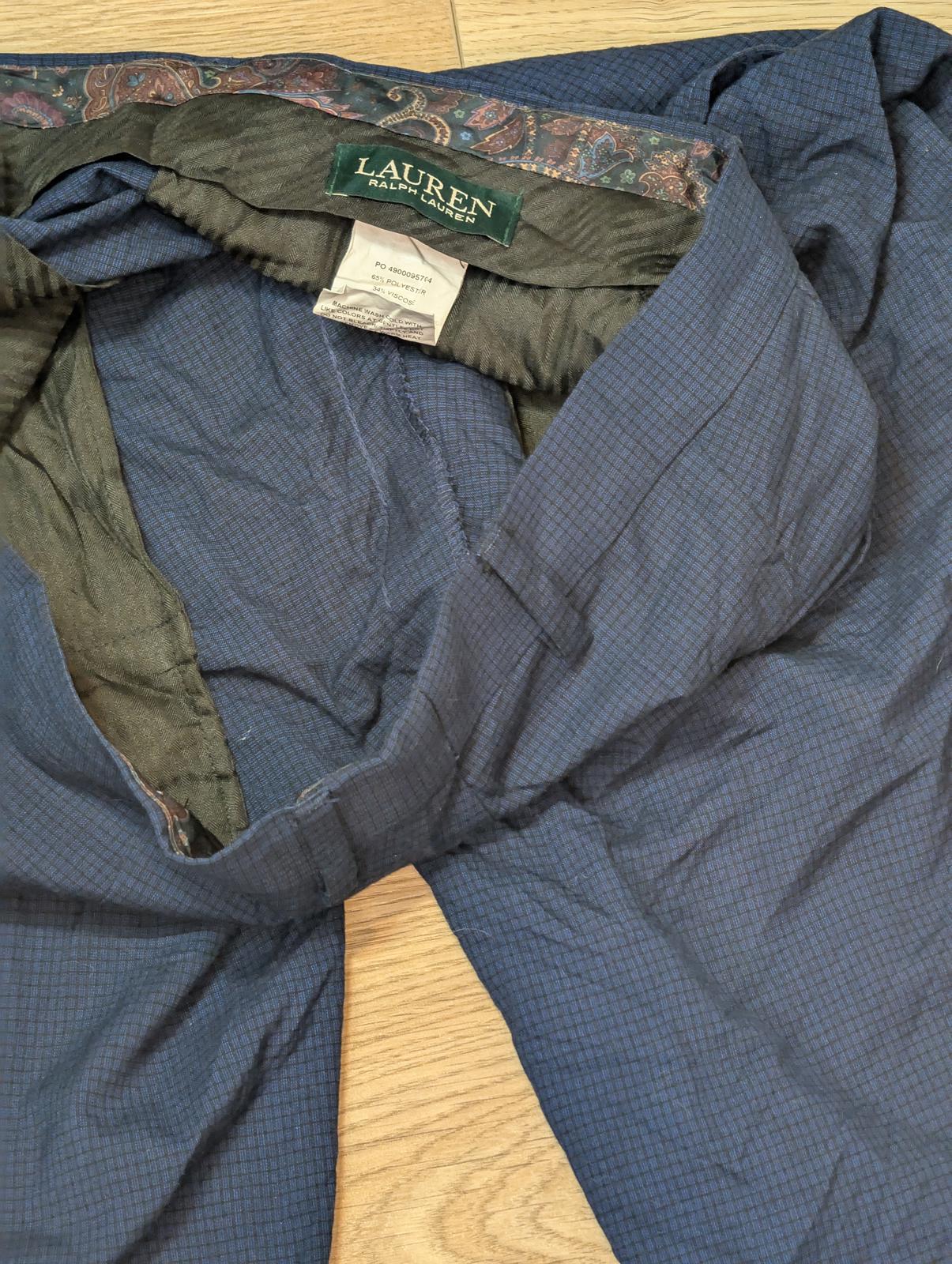 Lauren Ralph Lauren Women's Check Trousers - Navy - Size 34W 32L