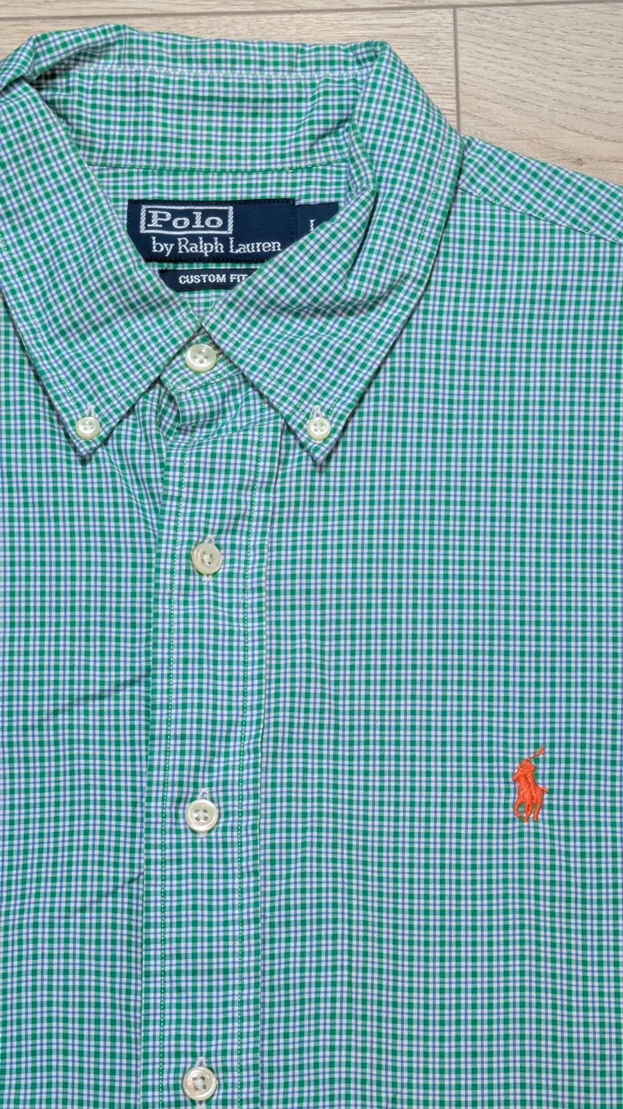 Ralph Lauren Men's Custom Fit Check Shirt - Green - Size Large