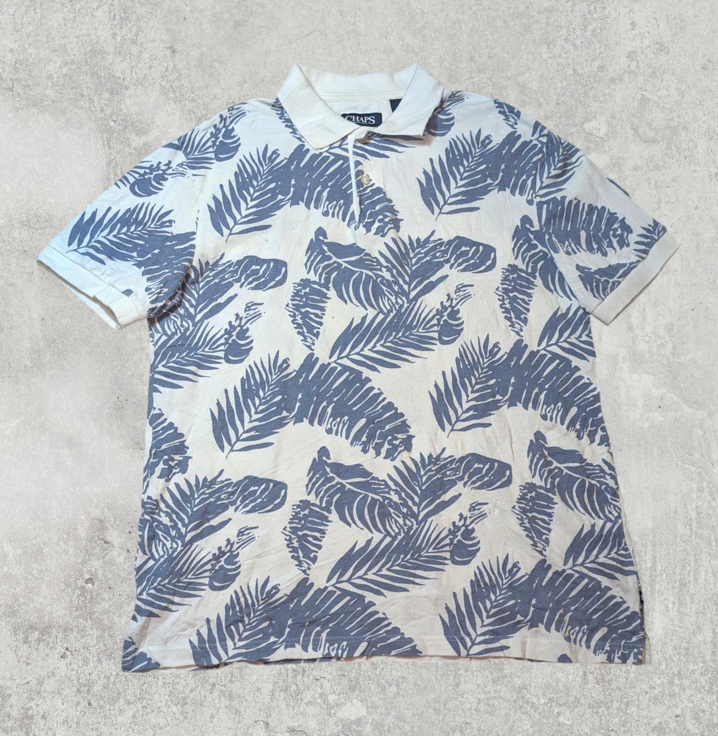 Chaps Men's Leaf Polo T Shirt - White - Size Medium