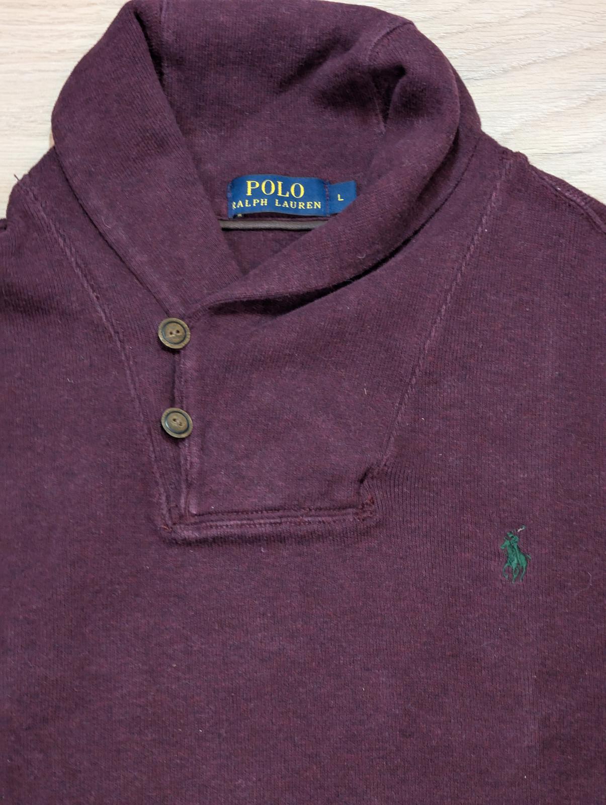 Ralph Lauren Men's Shawl Neck Jumper - Burgundy - Size Large