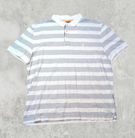 Nautica Men's Striped Polo T Shirt - White - Size XXL