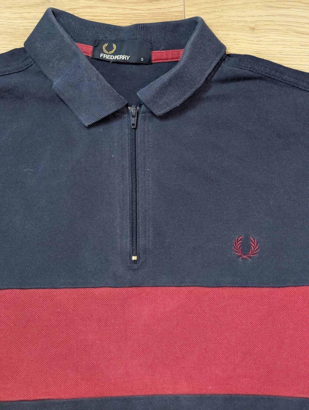Fred Perry Men's Zip Up Polo T Shirt - Navy - Size Small