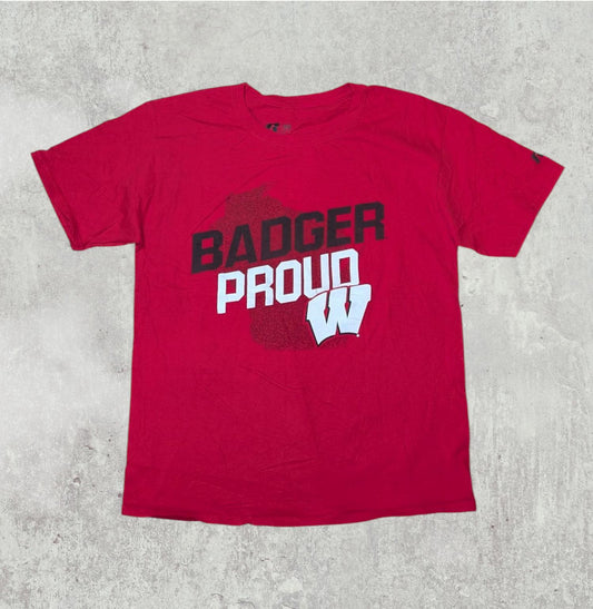 Russell Athletic Men's Wisconsin Badgers T Shirt - Red - Size Medium