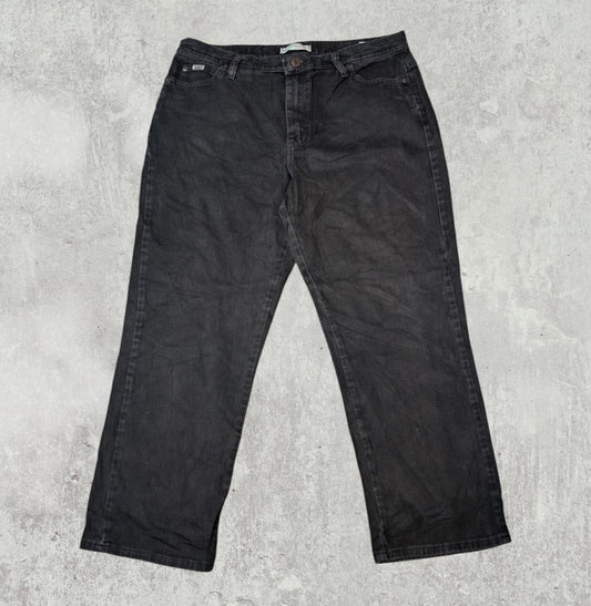 Lee Women's Relaxed Straight Jeans - Black - Size 34W 26L