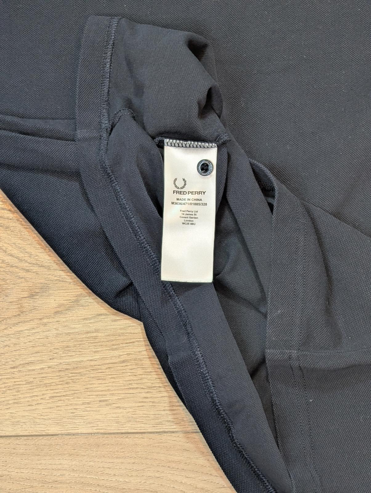 Fred Perry Men's Long Sleeved Polo T Shirt - Navy - Size Small