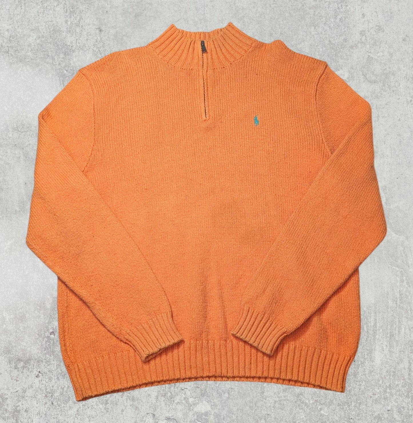 Ralph Lauren Men's 1/4 Zip Jumper - Orange - Size XL
