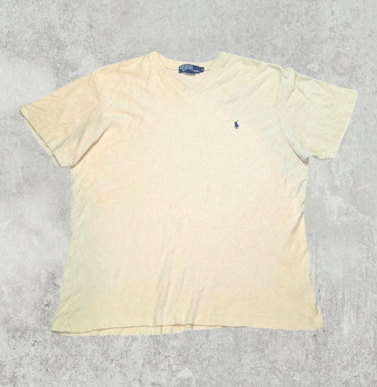 Ralph Lauren Men's V Neck Flannel T Shirt - Yellow - Size XL