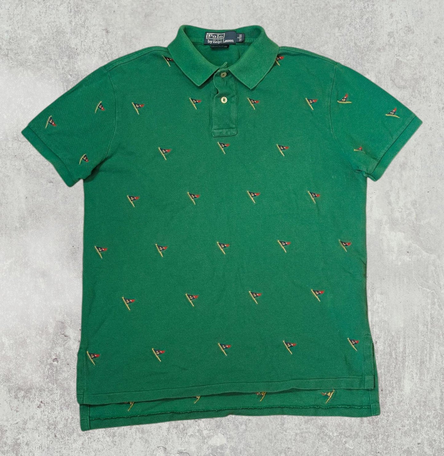 Ralph Lauren Men's Custom Fit Nautica Flag Polo T Shirt - Green - Size Small