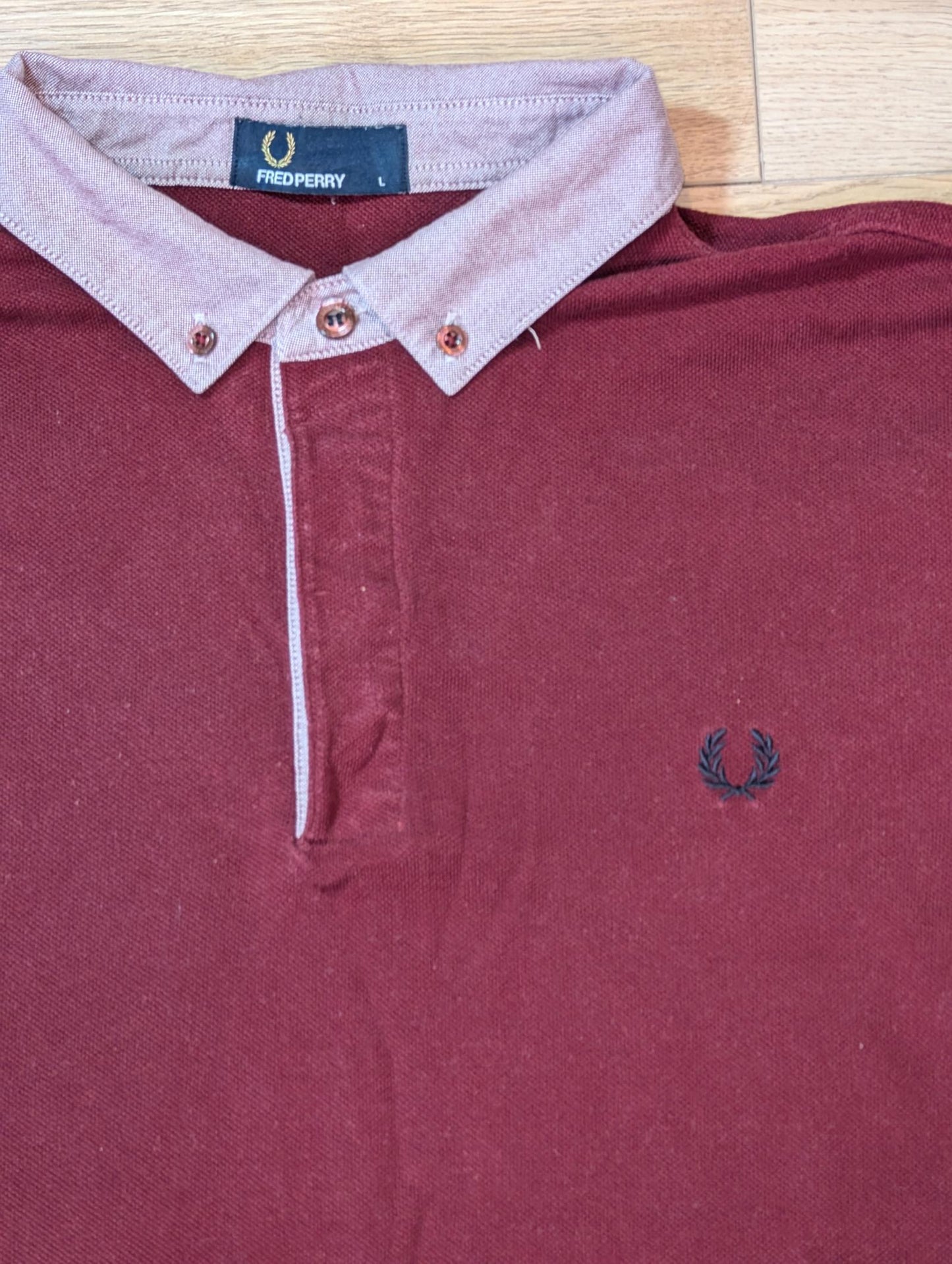 Fred Perry Men's Polo T Shirt - Burgundy - Size Large