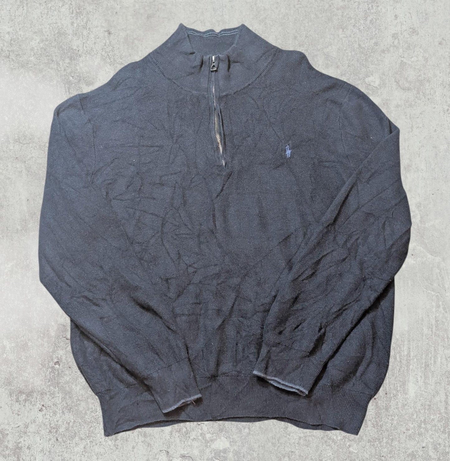 Ralph Lauren Men's Pima Cotton 1/4 Zip Jumper - Navy - Size XXL