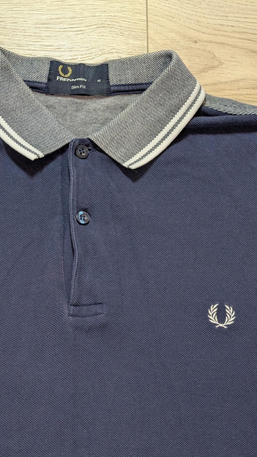 Fred Perry Men's Slim Fit Polo T Shirt - Navy - Size Medium