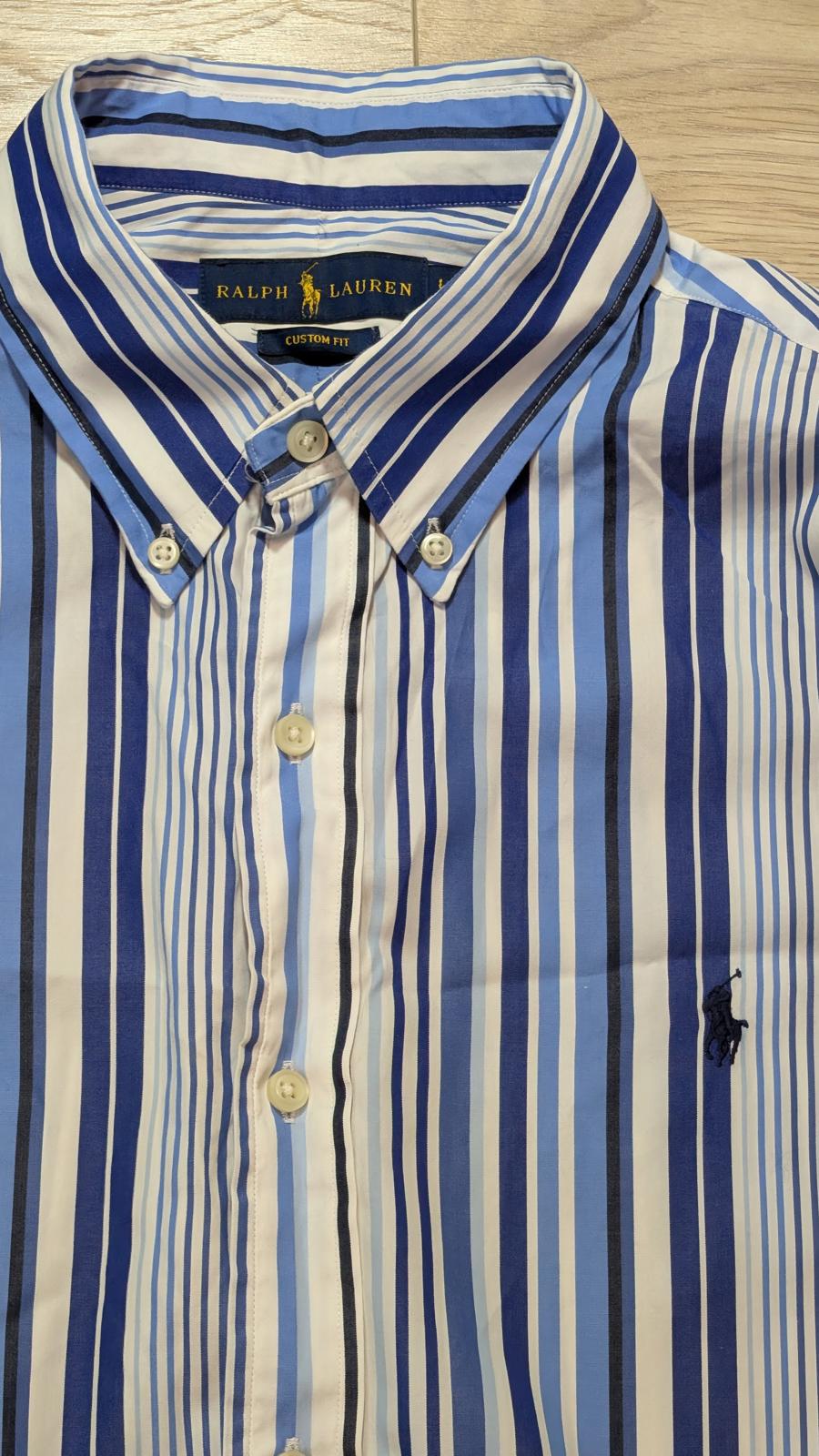 Ralph Lauren Men's Custom Fit Striped Shirt - Blue - Size Large