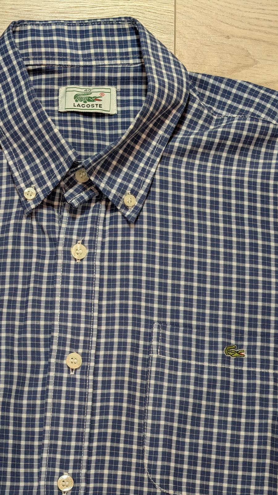 Lacoste Men's Check Shirt - Navy - Size 40 / Medium