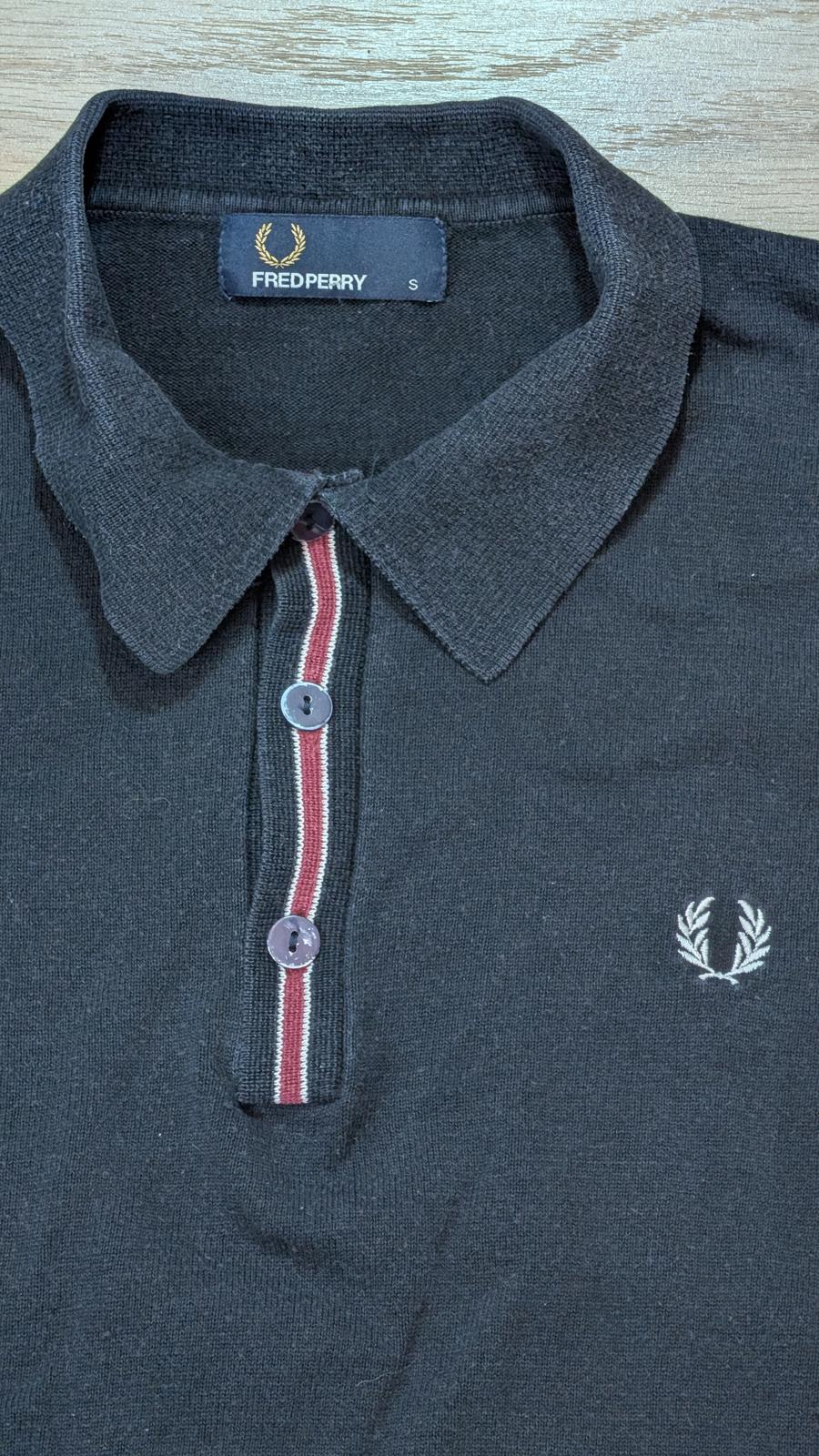 Fred Perry Men's Long Sleeved Polo T Shirt - Navy - Size Small
