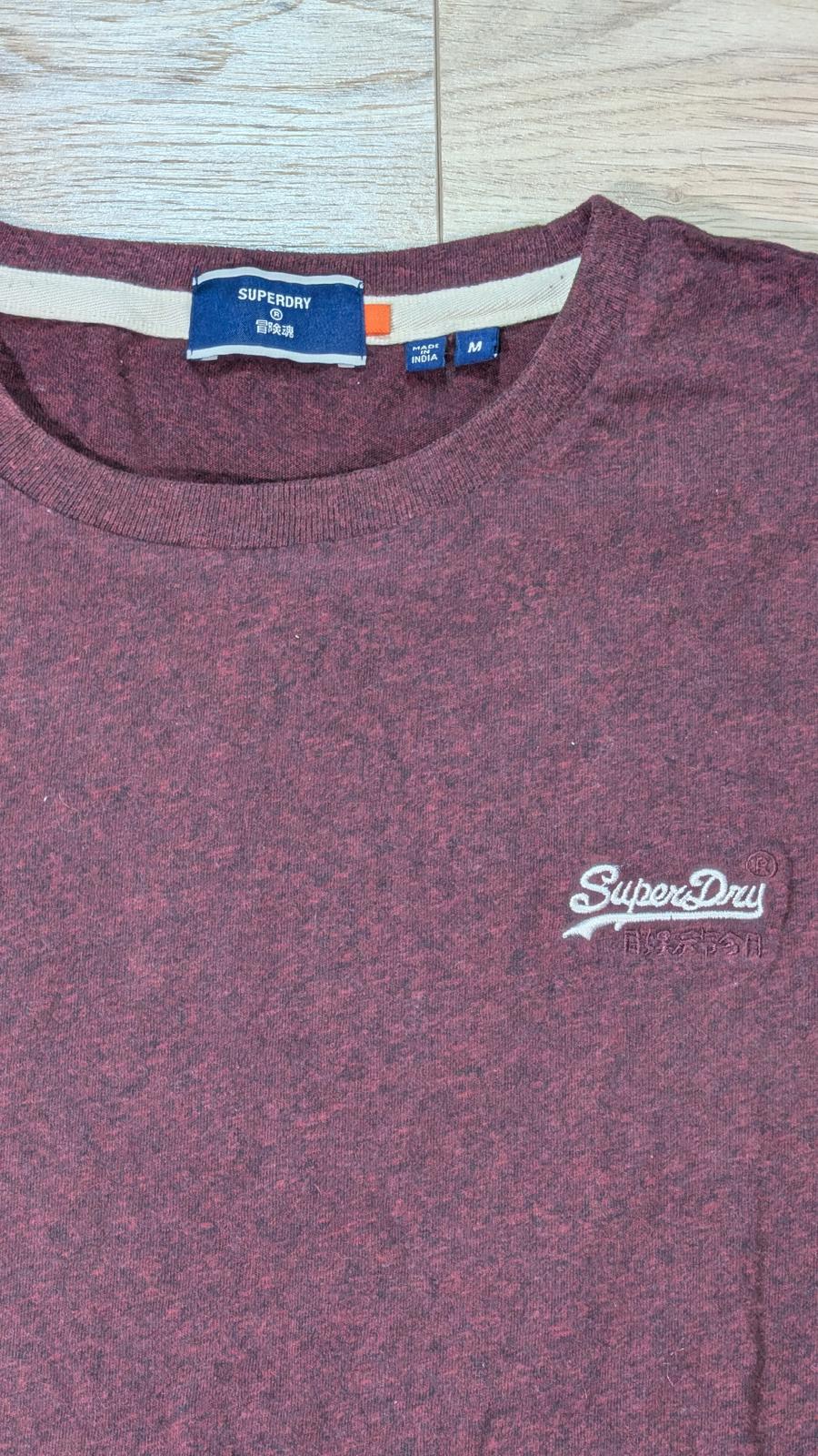 Superdry Men's T Shirt - Burgundy - Size Medium