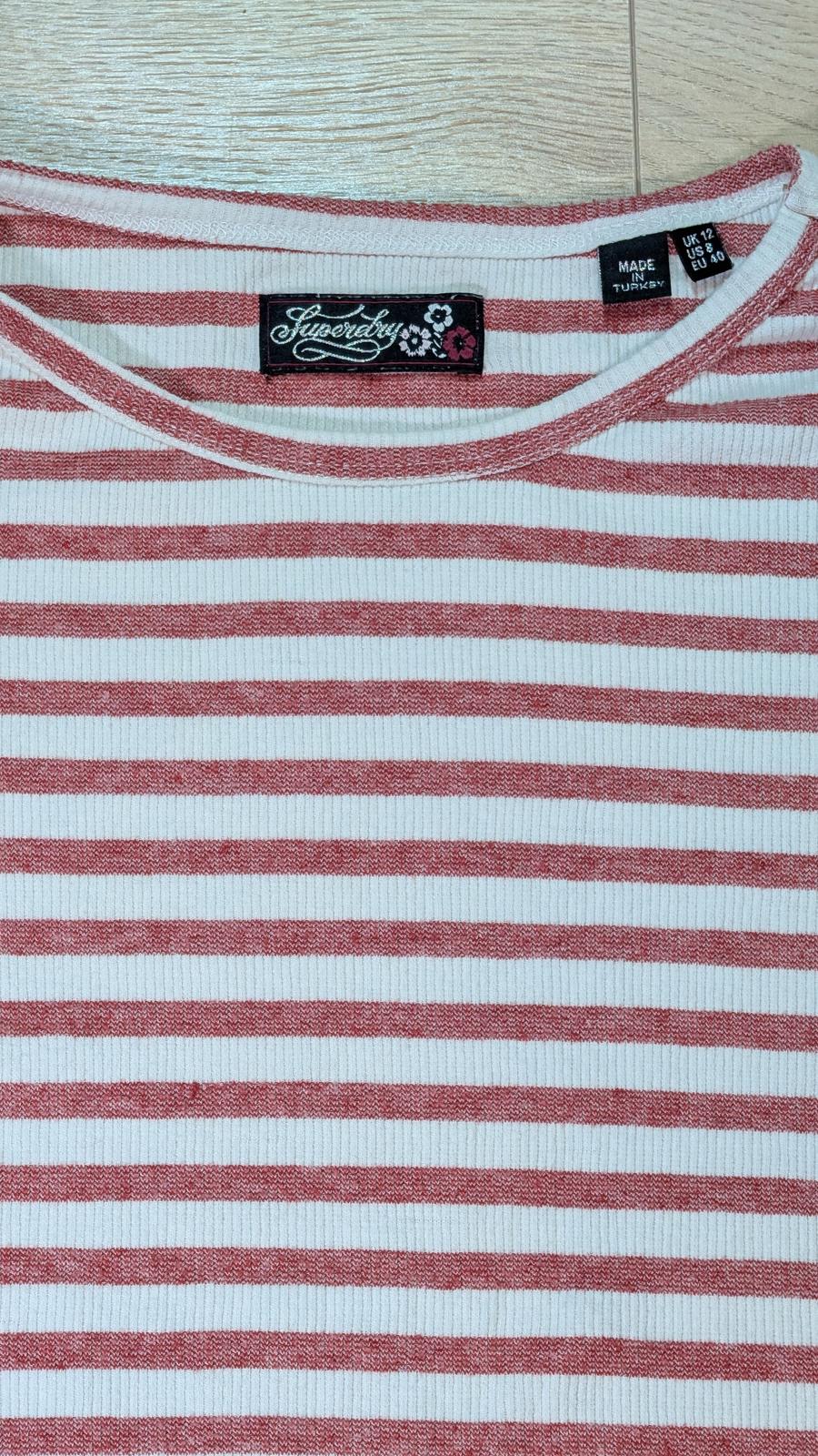 Superdry Women's Striped T Shirt - Red - Size 12