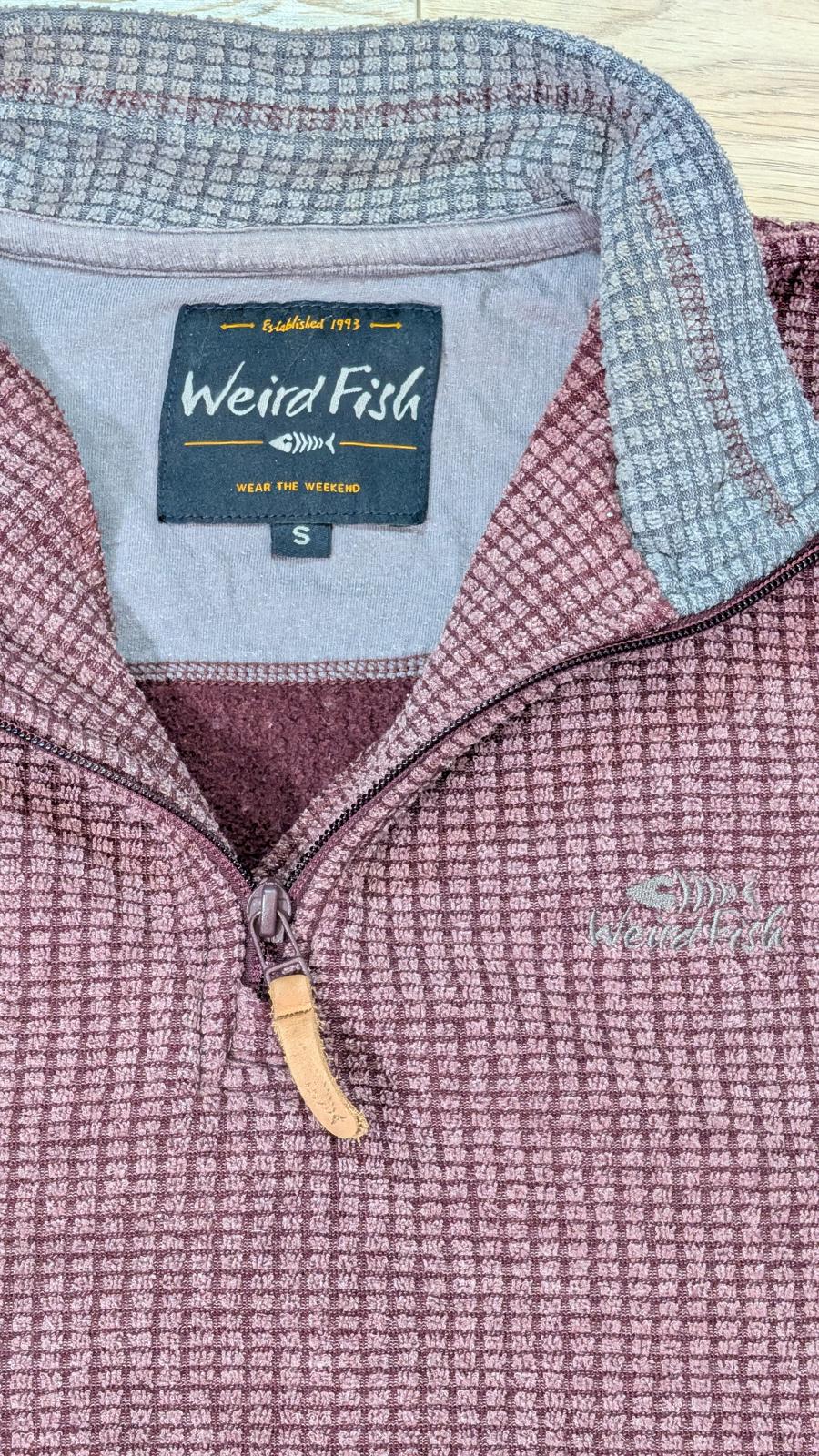 Weird Fish Men's 1/4 Zip Jumper - Burgundy - Size Small