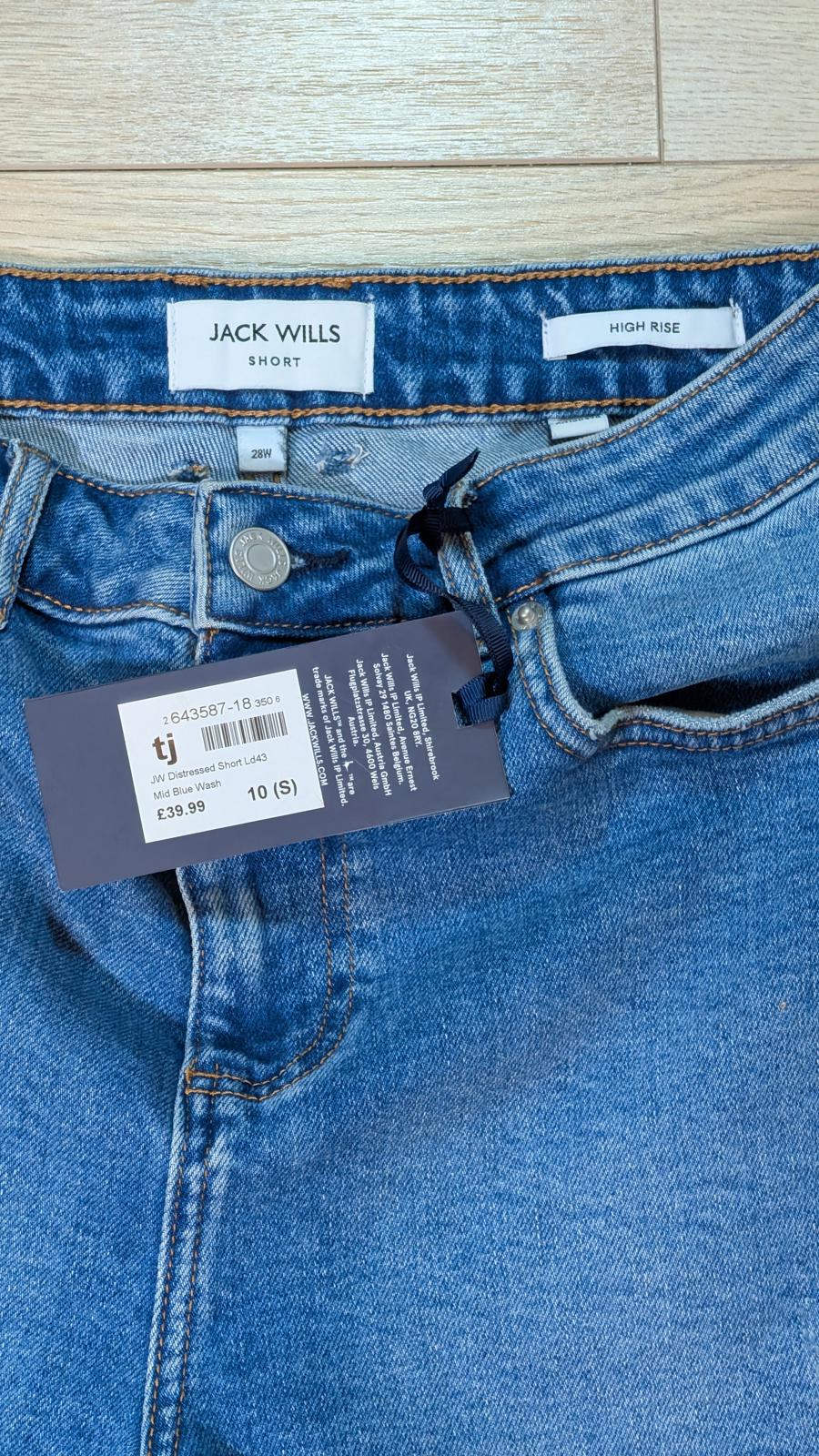 Jack Wills Women's High Rise Jeans Shorts - Blue - Size 28W 4L