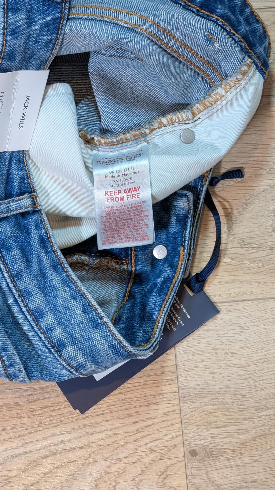 Jack Wills Women's High Rise Jeans Shorts - Blue - Size 28W 4L